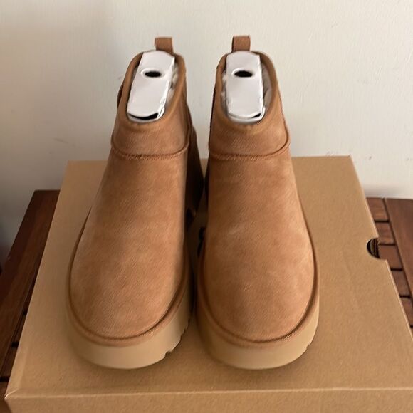 UGG Classic Ultra Mini New Heights Boots Chestnut USA Women Size 8/UK 6/EU 39 - Picture 5 of 13